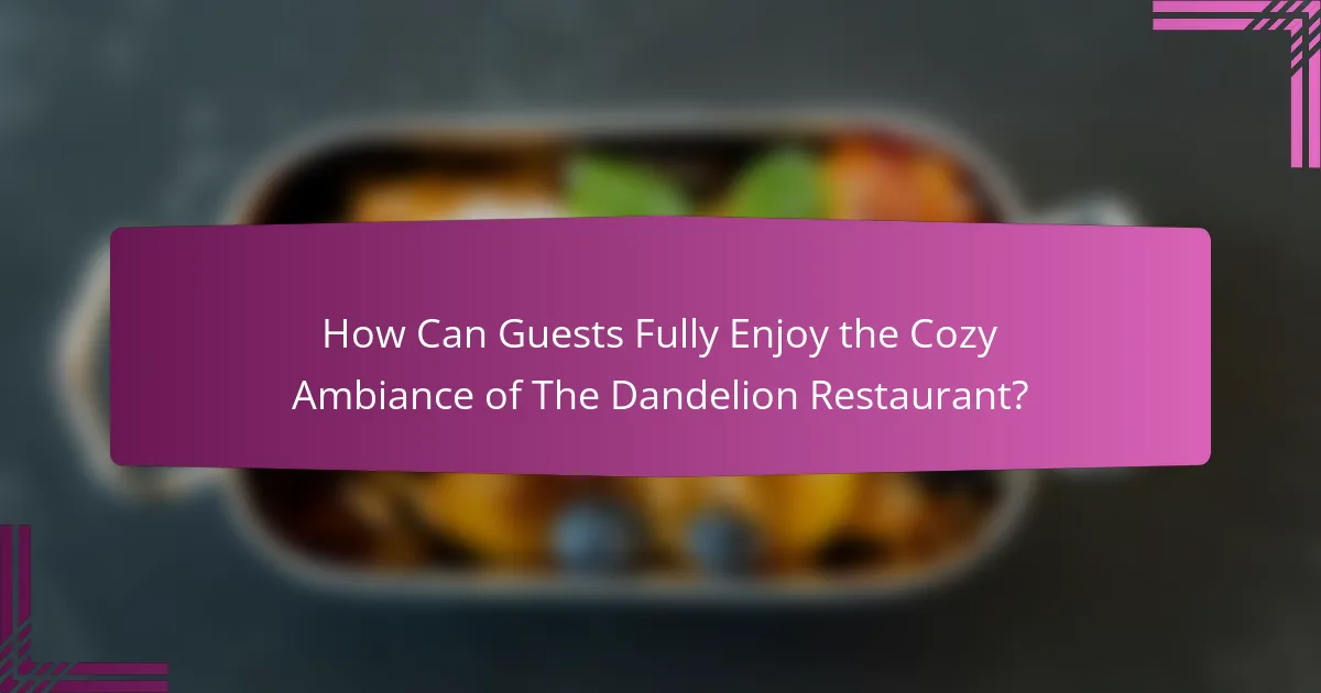 How Can Guests Fully Enjoy the Cozy Ambiance of The Dandelion Restaurant?