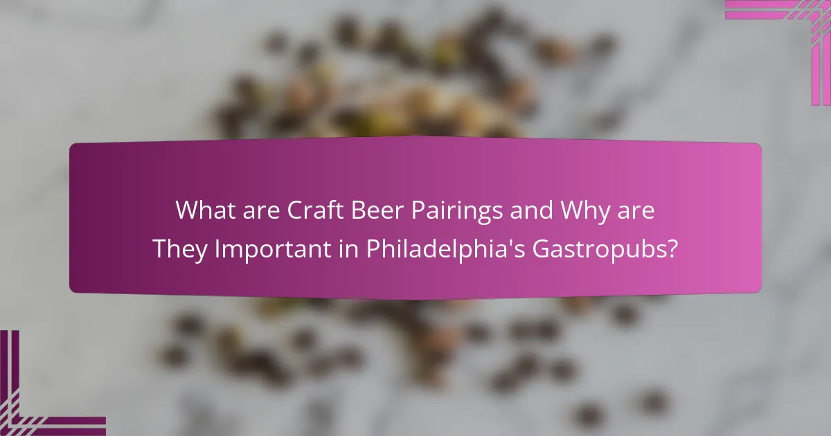 What are Craft Beer Pairings and Why are They Important in Philadelphia's Gastropubs?